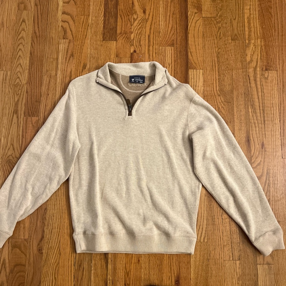 Men's Beige Quarter-Zip Sweater